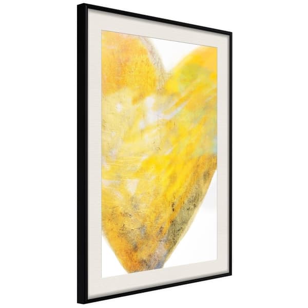 Inramad Poster / Tavla - Amber Heart Svart ram med passepartout 20x30