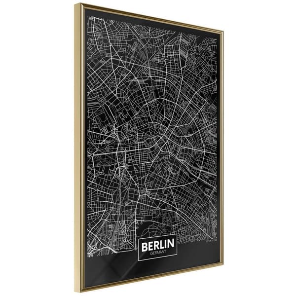 Inramad Poster / Tavla - City Map: Berlin (Dark)
