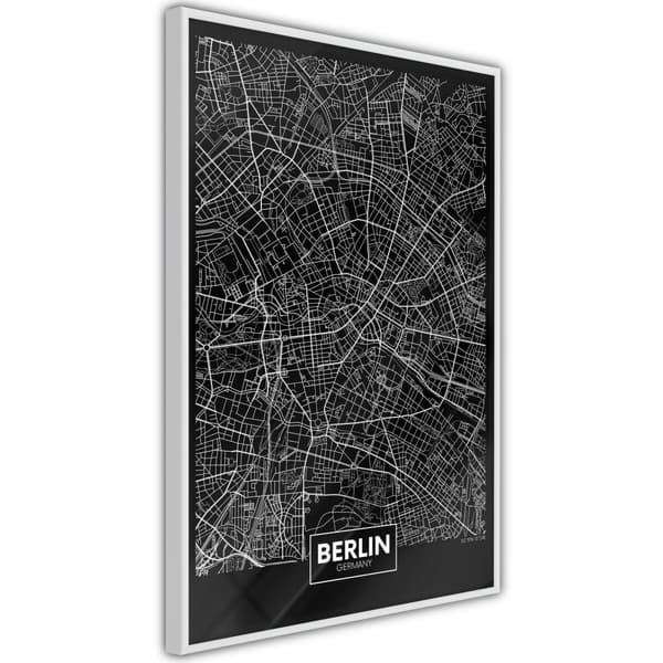 Inramad Poster / Tavla - City Map: Berlin (Dark)