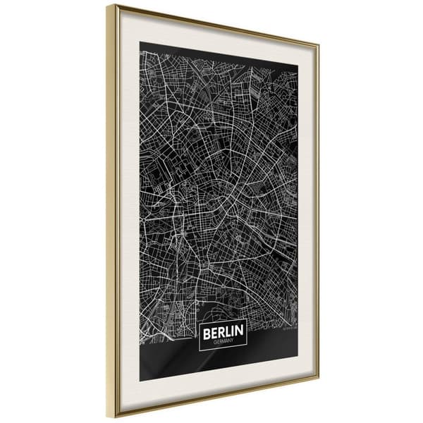 Inramad Poster / Tavla - City Map: Berlin (Dark)