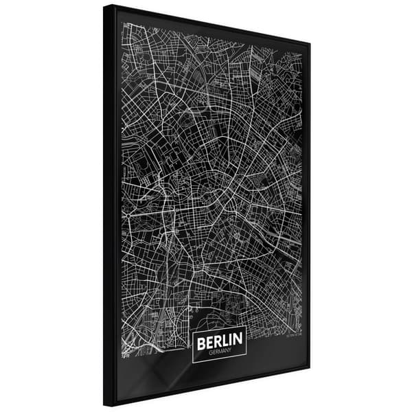 Inramad Poster / Tavla - City Map: Berlin (Dark)