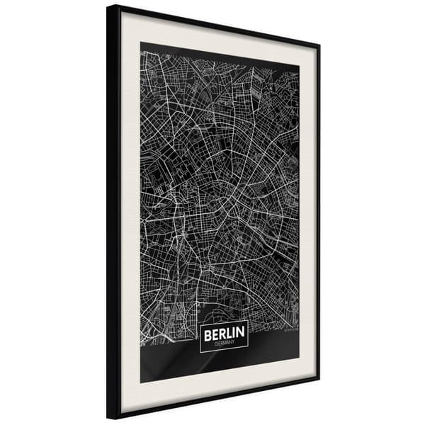 Inramad Poster / Tavla - City Map: Berlin (Dark)