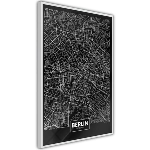 Inramad Poster / Tavla - City Map: Berlin (Dark)