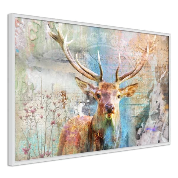 Inramad Poster / Tavla - Pastel Deer Vit ram 45x30