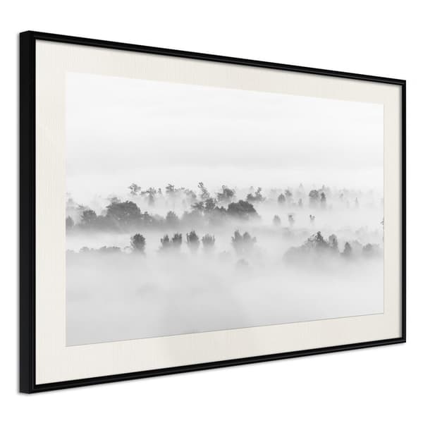 Inramad Poster / Tavla - Fog Over the Forest