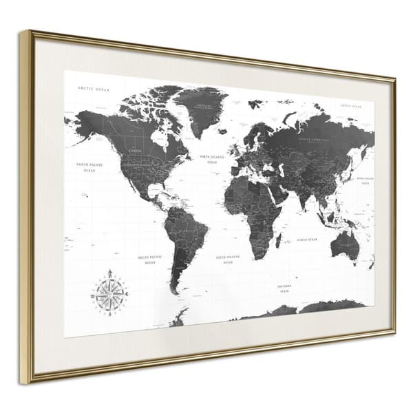 Inramad Poster / Tavla - The World in Black and White