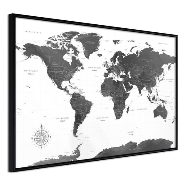 Inramad Poster / Tavla - The World in Black and White