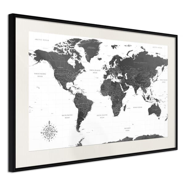 Inramad Poster / Tavla - The World in Black and White