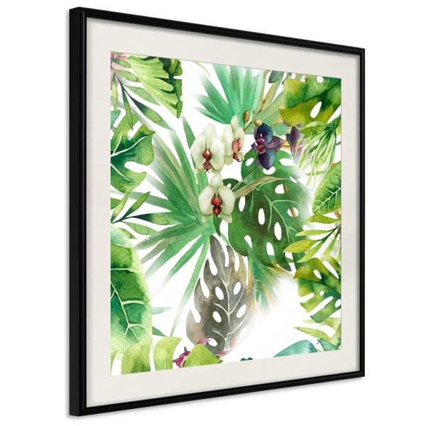Inramad Poster / Tavla - Monsteras, Inc. II (Square) Svart ram med passepartout 30x30