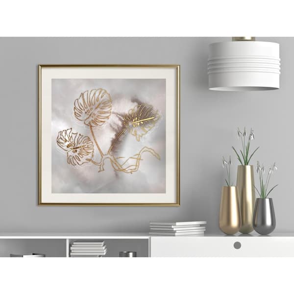 Inramad Poster / Tavla - Golden Monstera Leaves