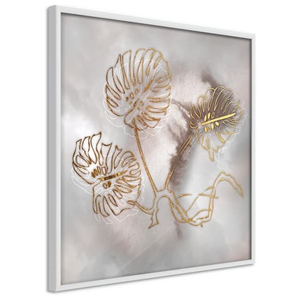 Inramad Poster / Tavla - Golden Monstera Leaves