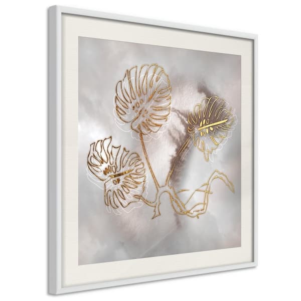 Inramad Poster / Tavla - Golden Monstera Leaves