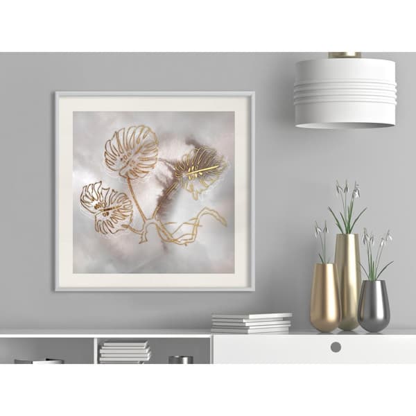 Inramad Poster / Tavla - Golden Monstera Leaves