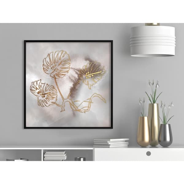 Inramad Poster / Tavla - Golden Monstera Leaves