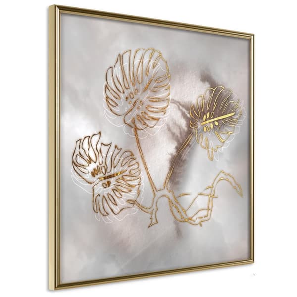 Inramad Poster / Tavla - Golden Monstera Leaves