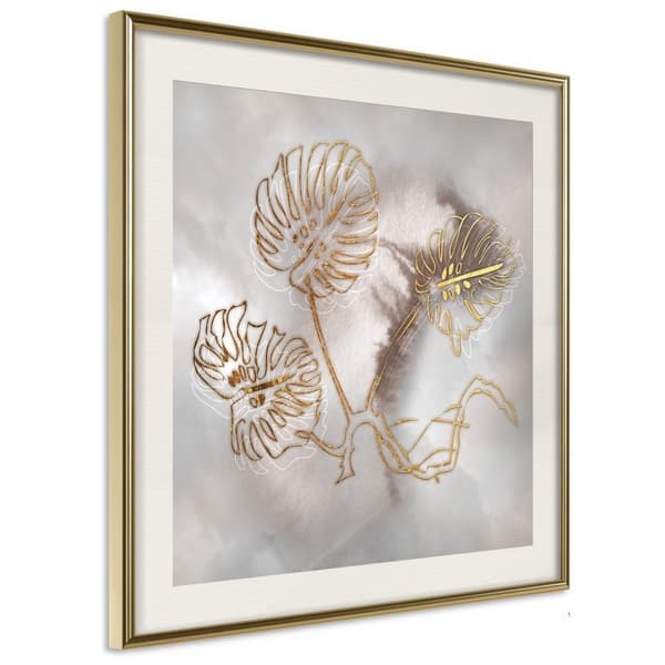 Inramad Poster / Tavla - Golden Monstera Leaves