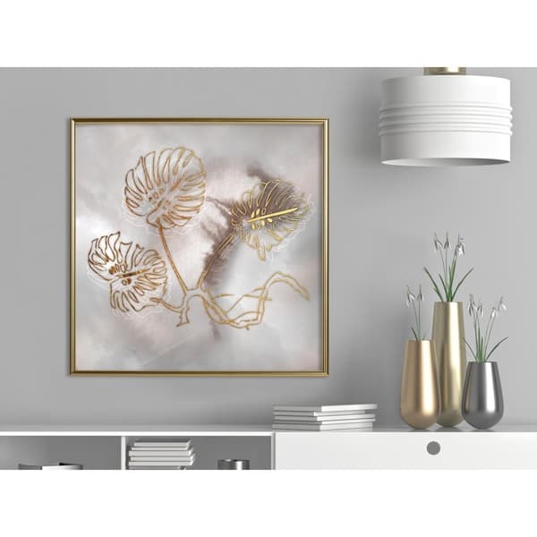 Inramad Poster / Tavla - Golden Monstera Leaves