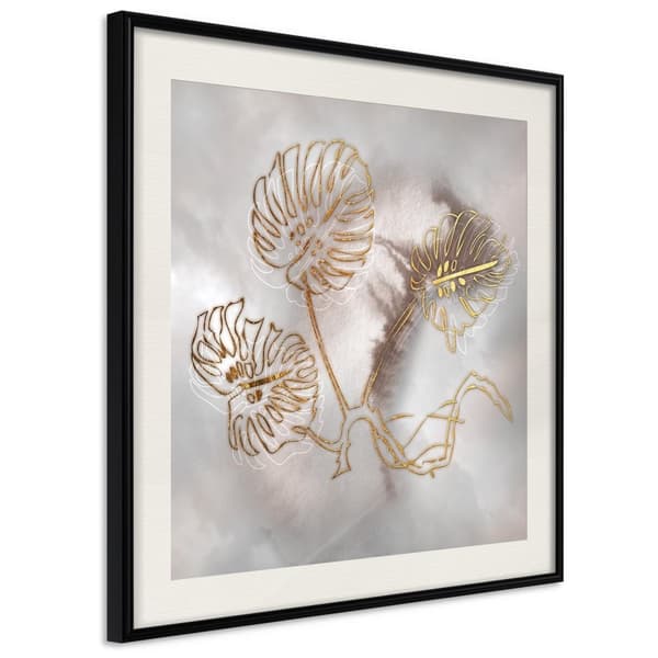 Inramad Poster / Tavla - Golden Monstera Leaves