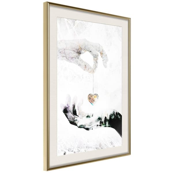 Inramad Poster / Tavla - Give Me Your Heart Guldram med passepartout 30x45