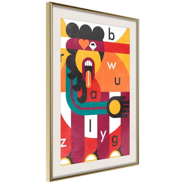 Inramad Poster / Tavla - Colourful Thoughts Guldram med passepartout 30x45
