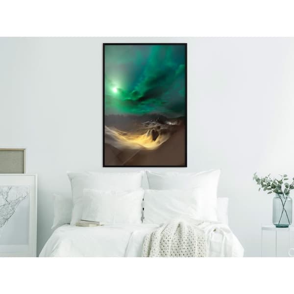 Inramad Poster / Tavla - Green Moon