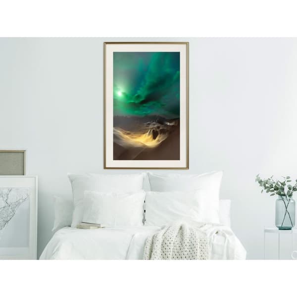 Inramad Poster / Tavla - Green Moon
