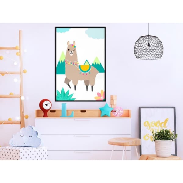 Inramad Poster / Tavla - Playful Llama