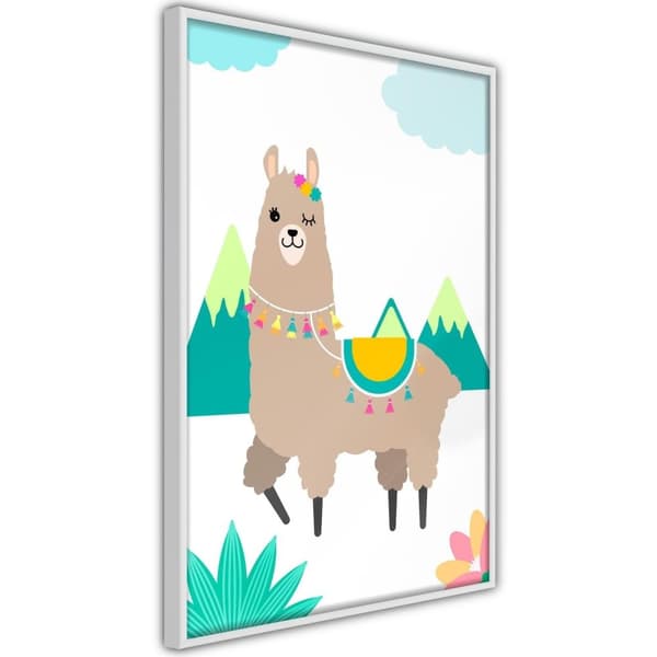 Inramad Poster / Tavla - Playful Llama