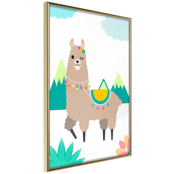 Inramad Poster / Tavla - Playful Llama