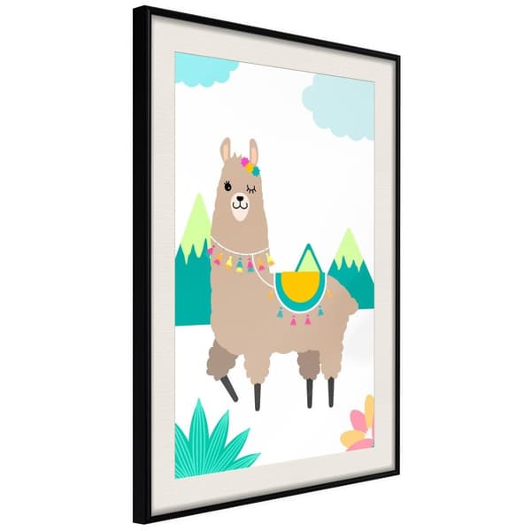 Inramad Poster / Tavla - Playful Llama
