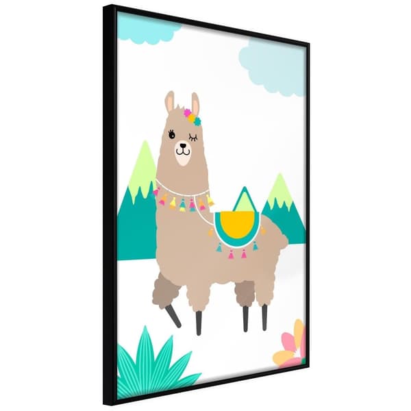 Inramad Poster / Tavla - Playful Llama