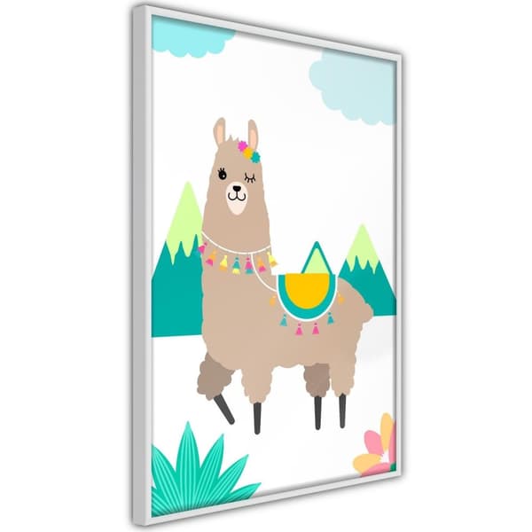 Inramad Poster / Tavla - Playful Llama
