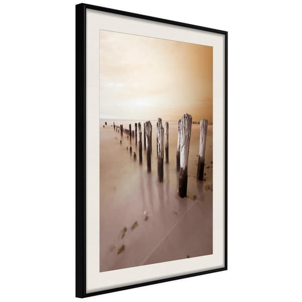 Inramad Poster / Tavla - Breakwater in Sepia