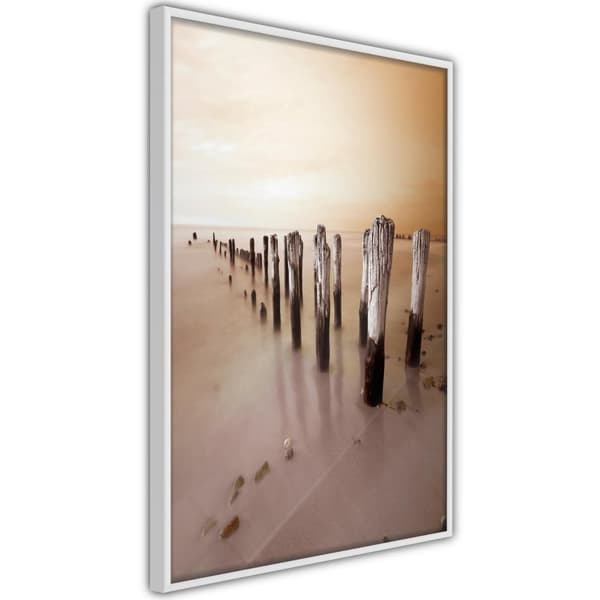 Inramad Poster / Tavla - Breakwater in Sepia