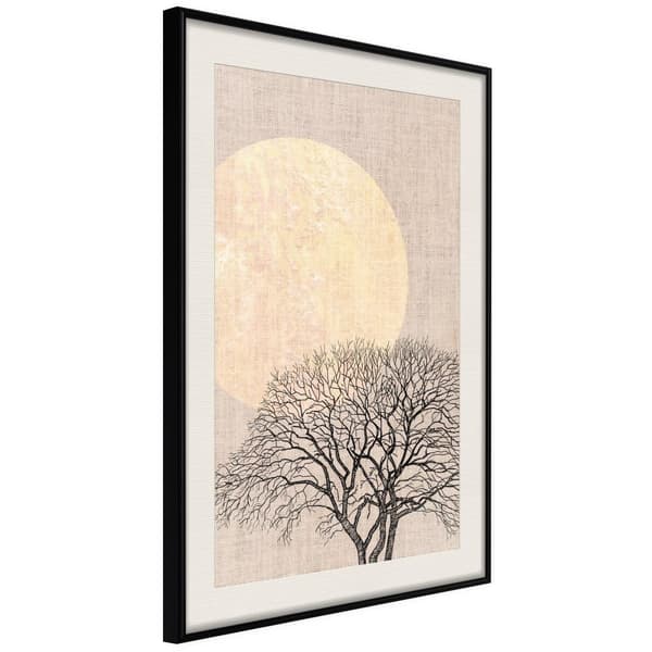 Inramad Poster / Tavla - Tree in the Morning Svart ram med passepartout 20x30