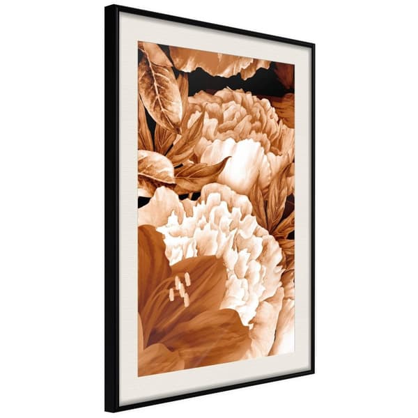 Inramad Poster / Tavla - Peonies in Sepia