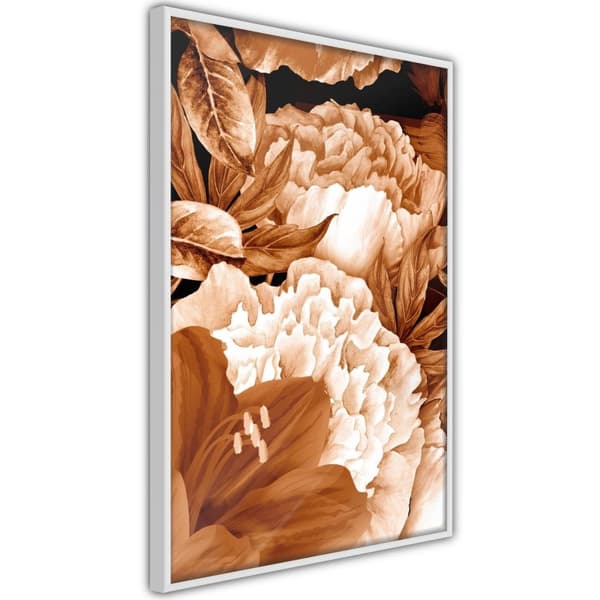 Inramad Poster / Tavla - Peonies in Sepia