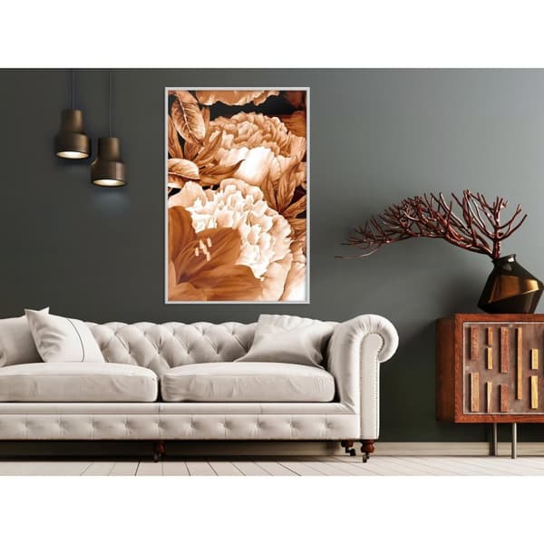 Inramad Poster / Tavla - Peonies in Sepia