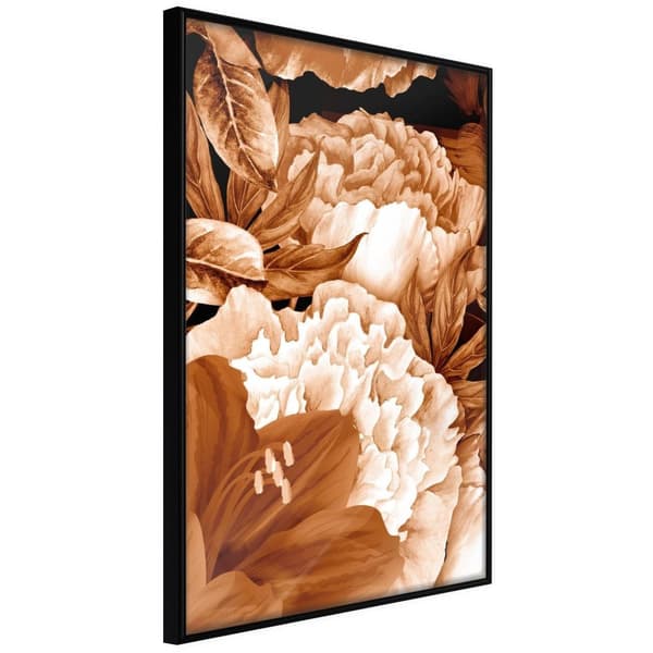 Inramad Poster / Tavla - Peonies in Sepia