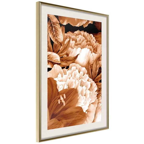 Inramad Poster / Tavla - Peonies in Sepia