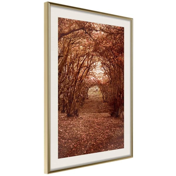 Inramad Poster / Tavla - Quiet Path Guldram med passepartout 30x45