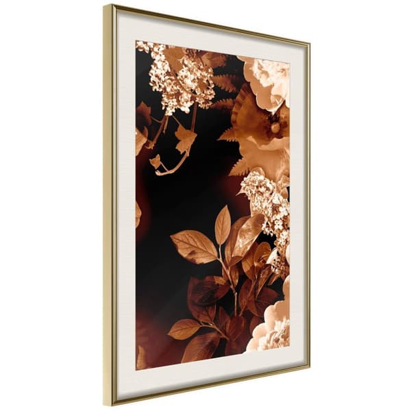 Inramad Poster / Tavla - Flower Decoration in Sepia