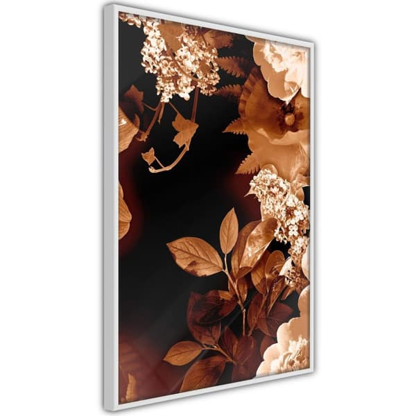Inramad Poster / Tavla - Flower Decoration in Sepia