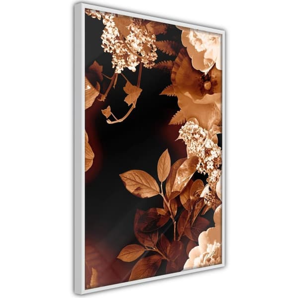 Inramad Poster / Tavla - Flower Decoration in Sepia