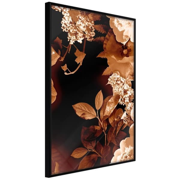 Inramad Poster / Tavla - Flower Decoration in Sepia