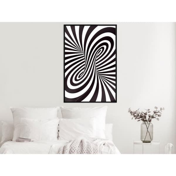 Inramad Poster / Tavla - Black and White Swirl