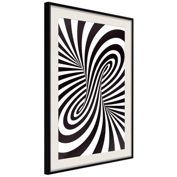Inramad Poster / Tavla - Black and White Swirl