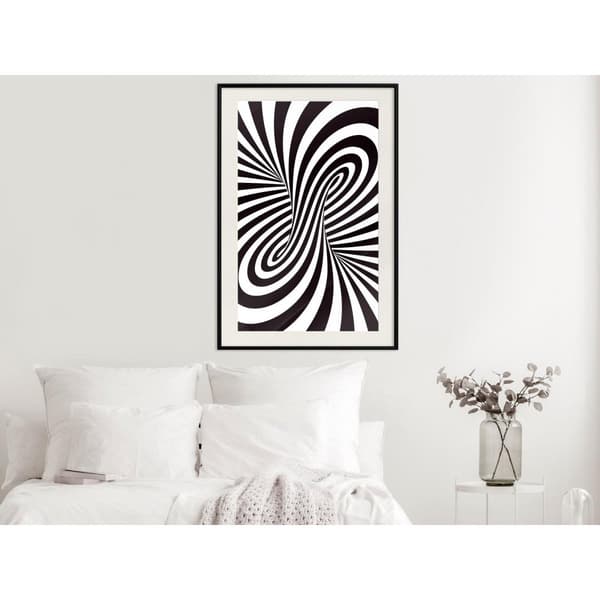 Inramad Poster / Tavla - Black and White Swirl