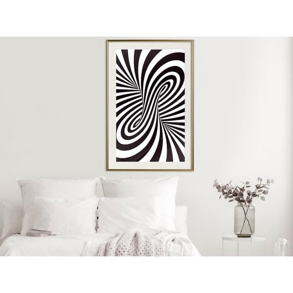 Inramad Poster / Tavla - Black and White Swirl