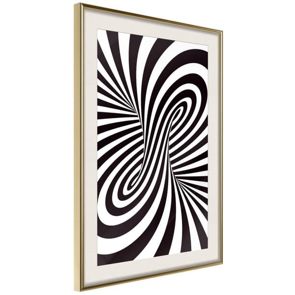 Inramad Poster / Tavla - Black and White Swirl